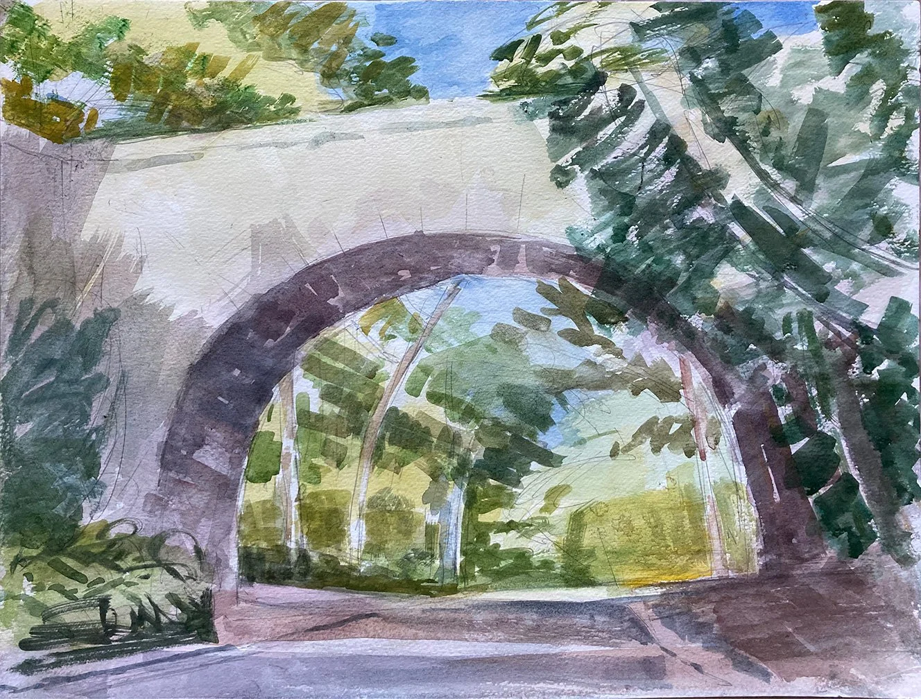 Fort Tryon Arch, Fall, 12" x 16"