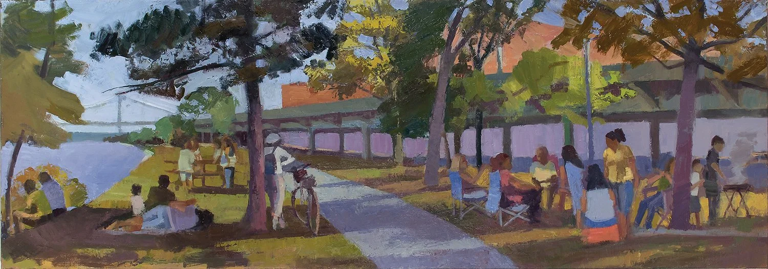 Family Gathering, 22" x 30", Oil, Paper, Canvas