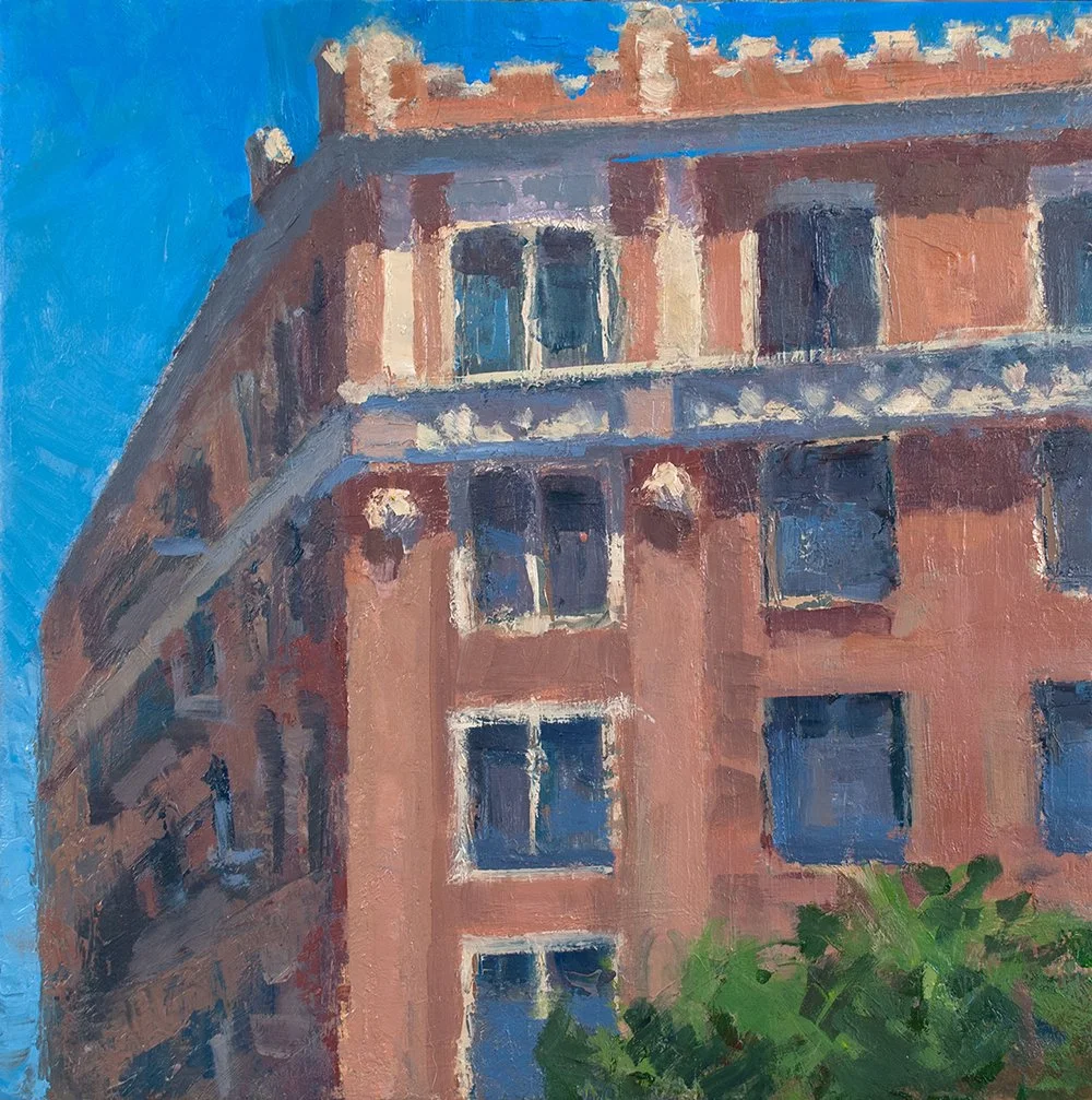  RSD Building on 160th Street, 12" x 12", Oil on Panel
