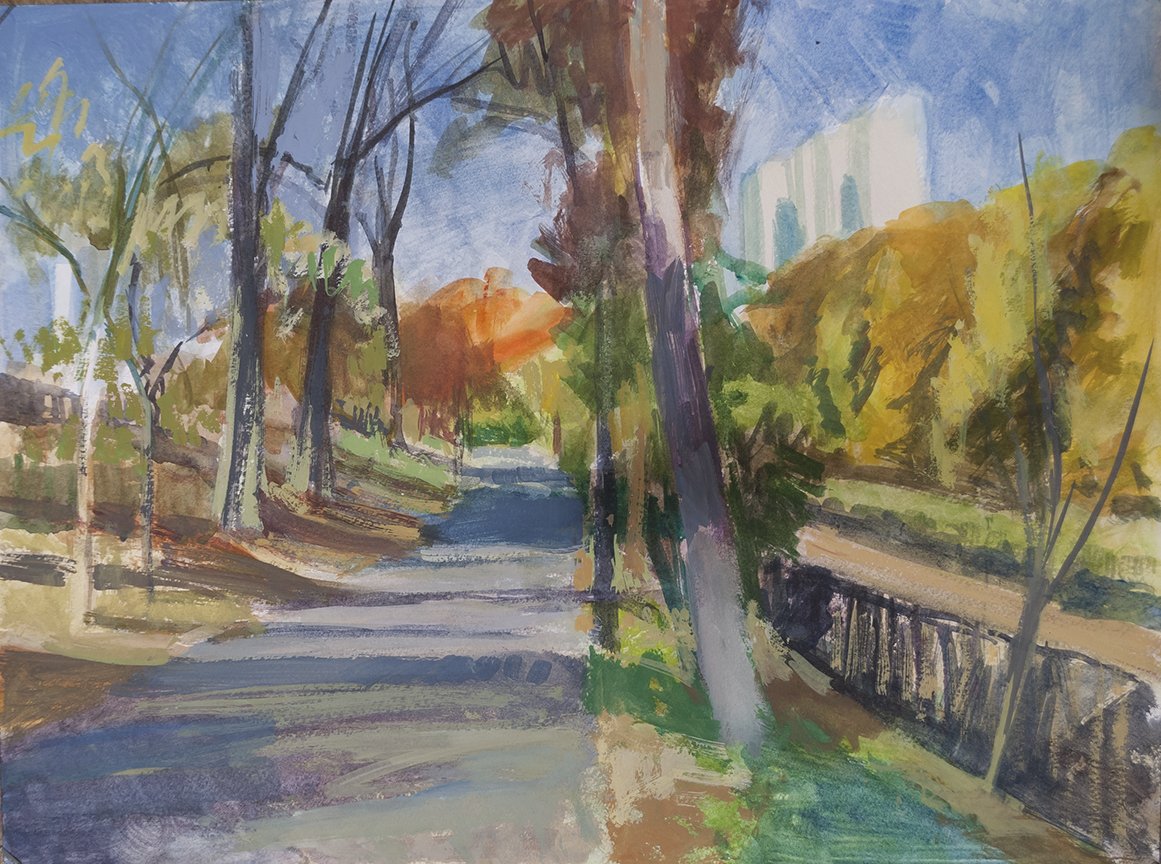 Path Near the Tracks, 12" x 16"