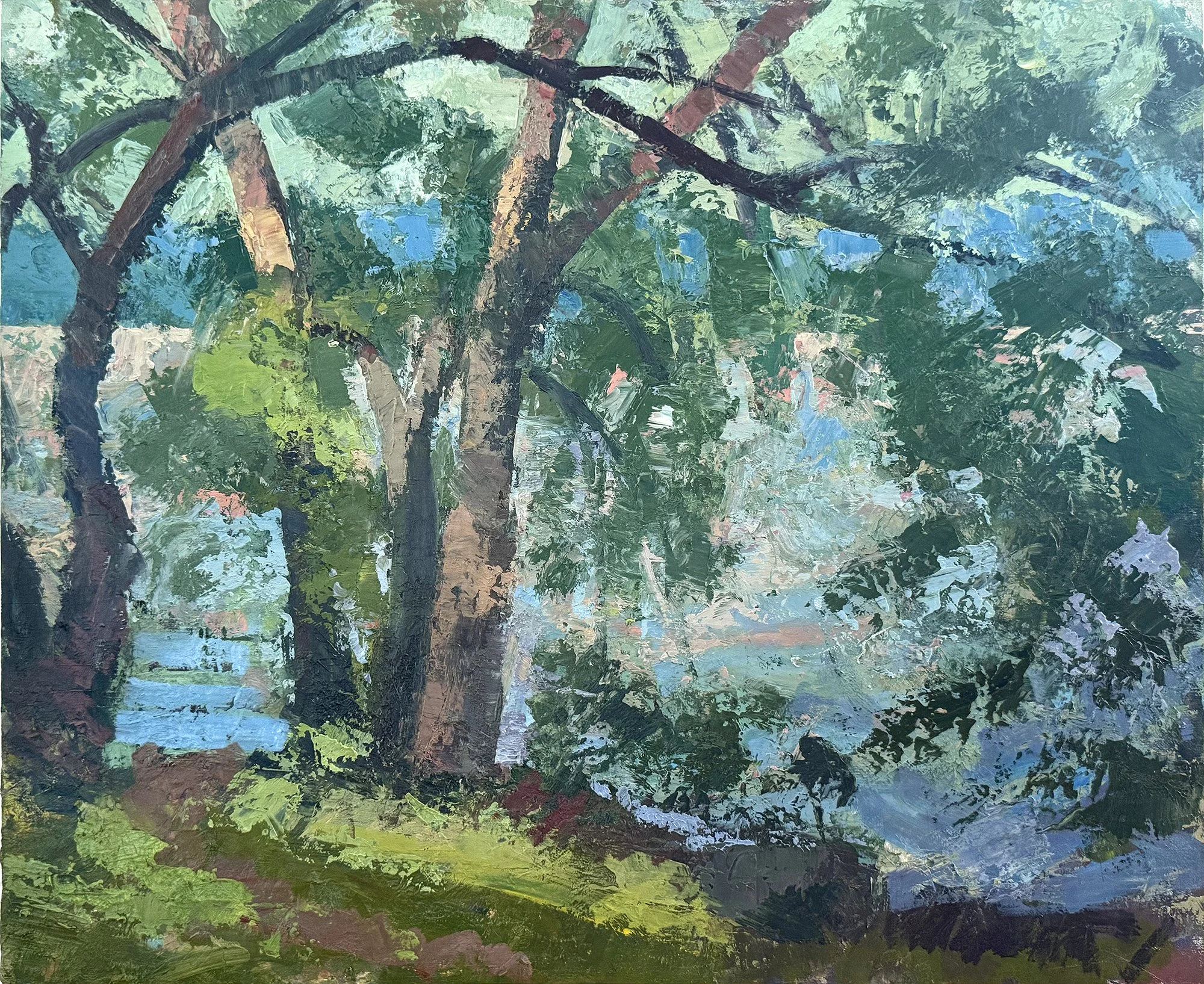 Trees on Hudson Shore, 18" X 22", Oil on Linen