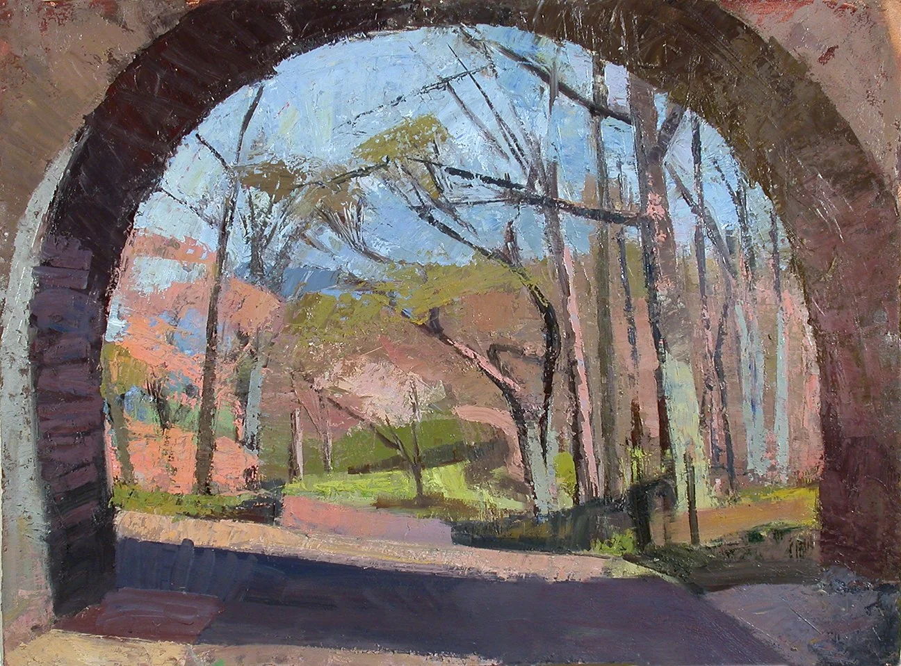 Archway Fort Tryon, Spring, 22" x 30", Oil on Paper/Canvas