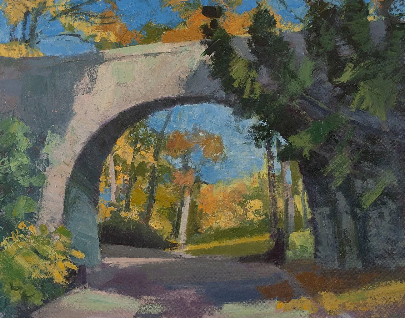 Archway Fort Tryon, Fall, Small, 22" x 28", Oil on Canvas
