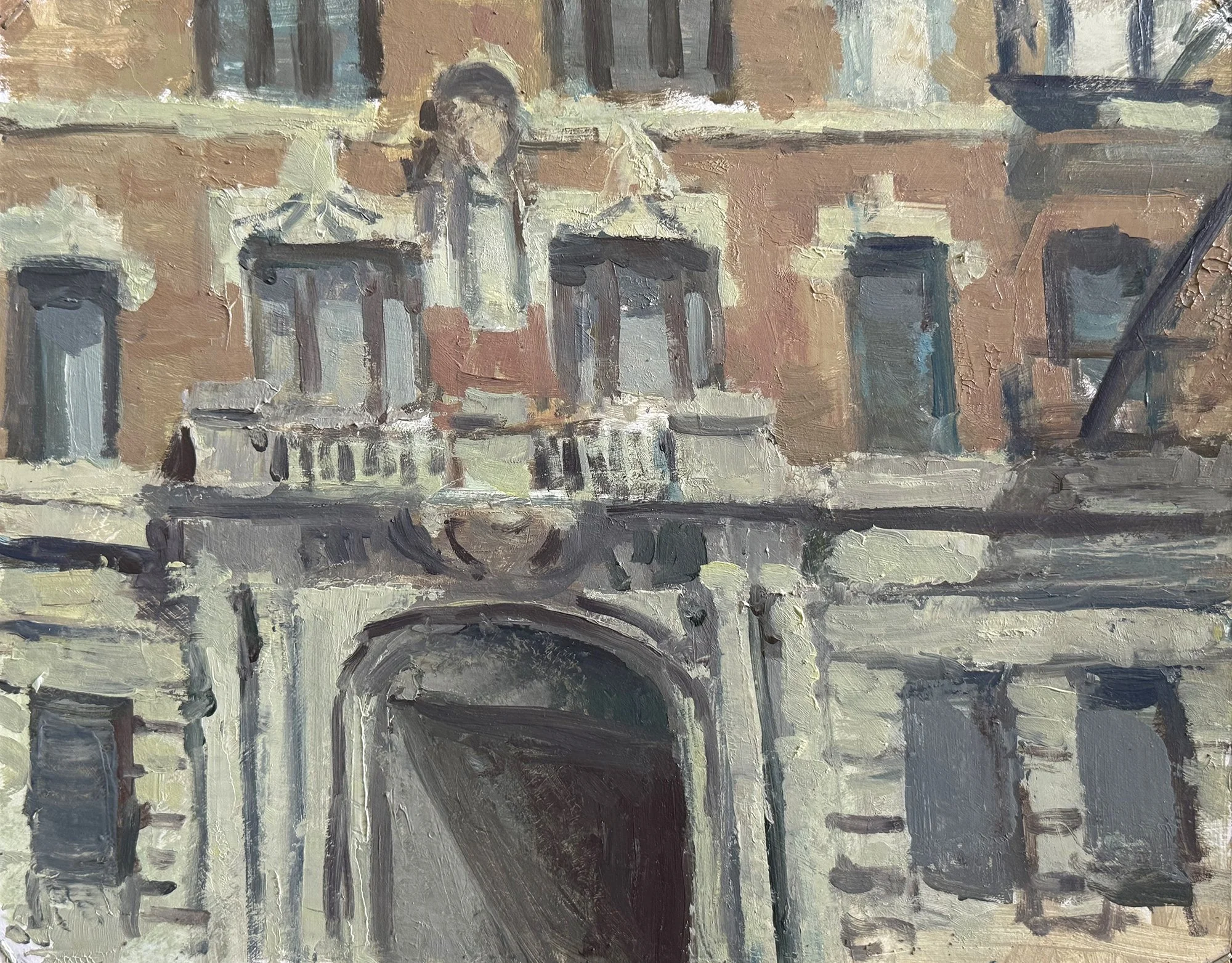 Fort Washington Facade, 11"X14", Oil on Board