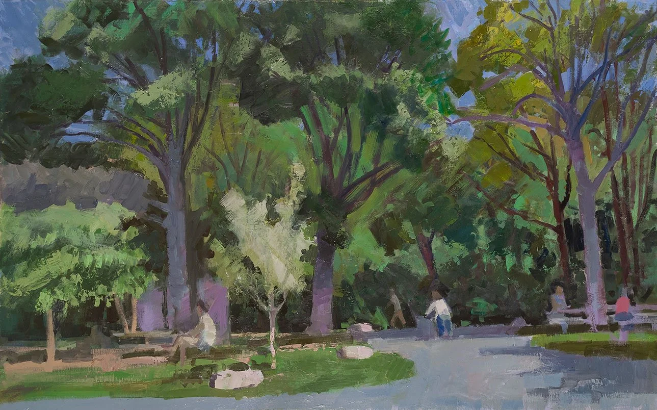 Summer Park, Landscape, 30" x 48", Oil on Linen