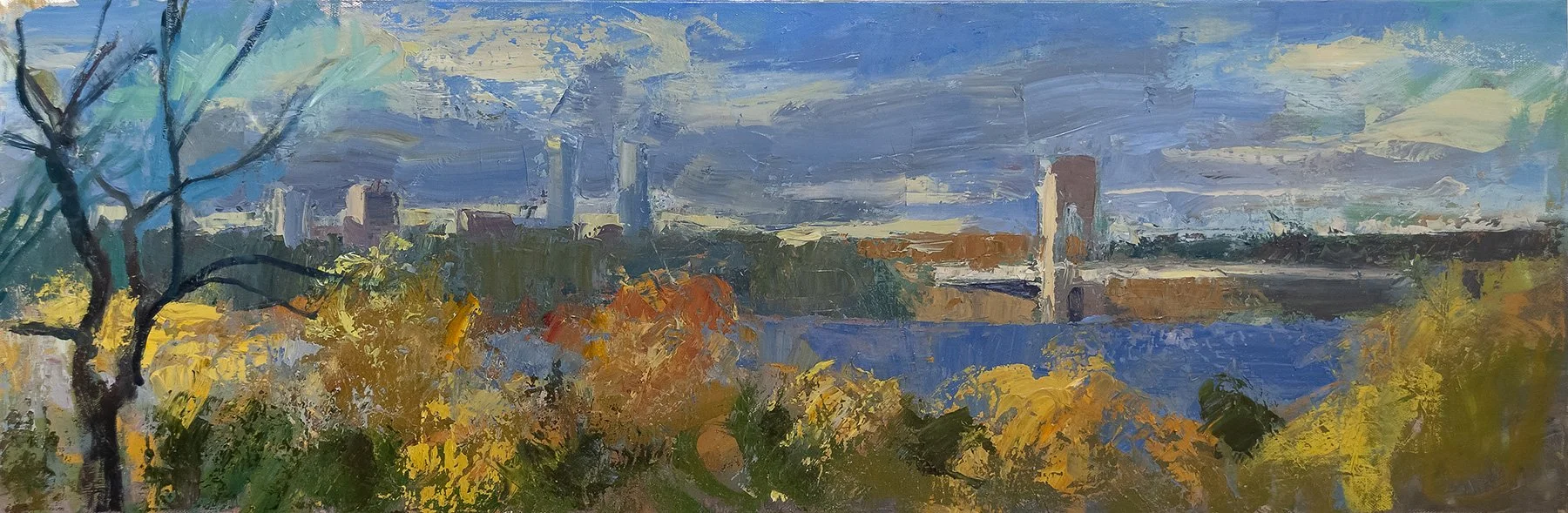  Fall River, View, 12" x 36", Oil on Canvas