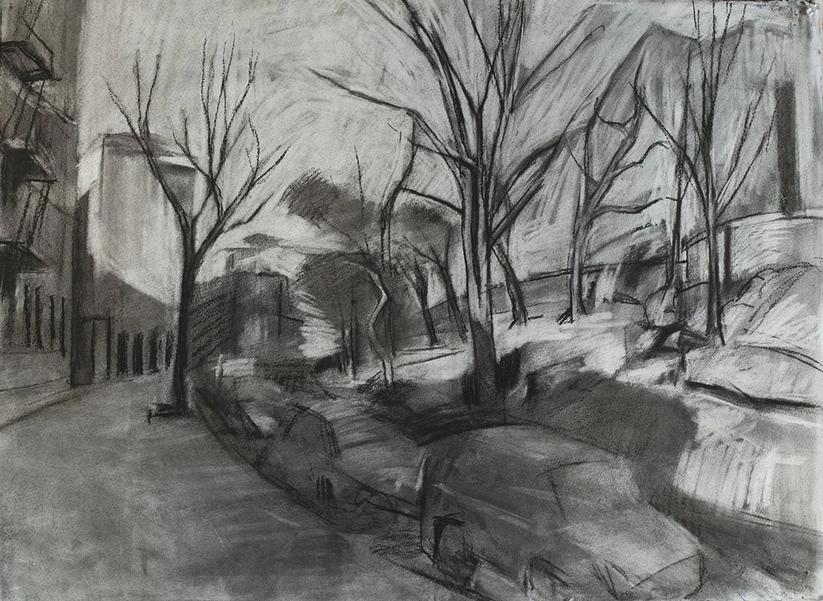  Lower Riverside Drive, 22" x 30", Charcoal