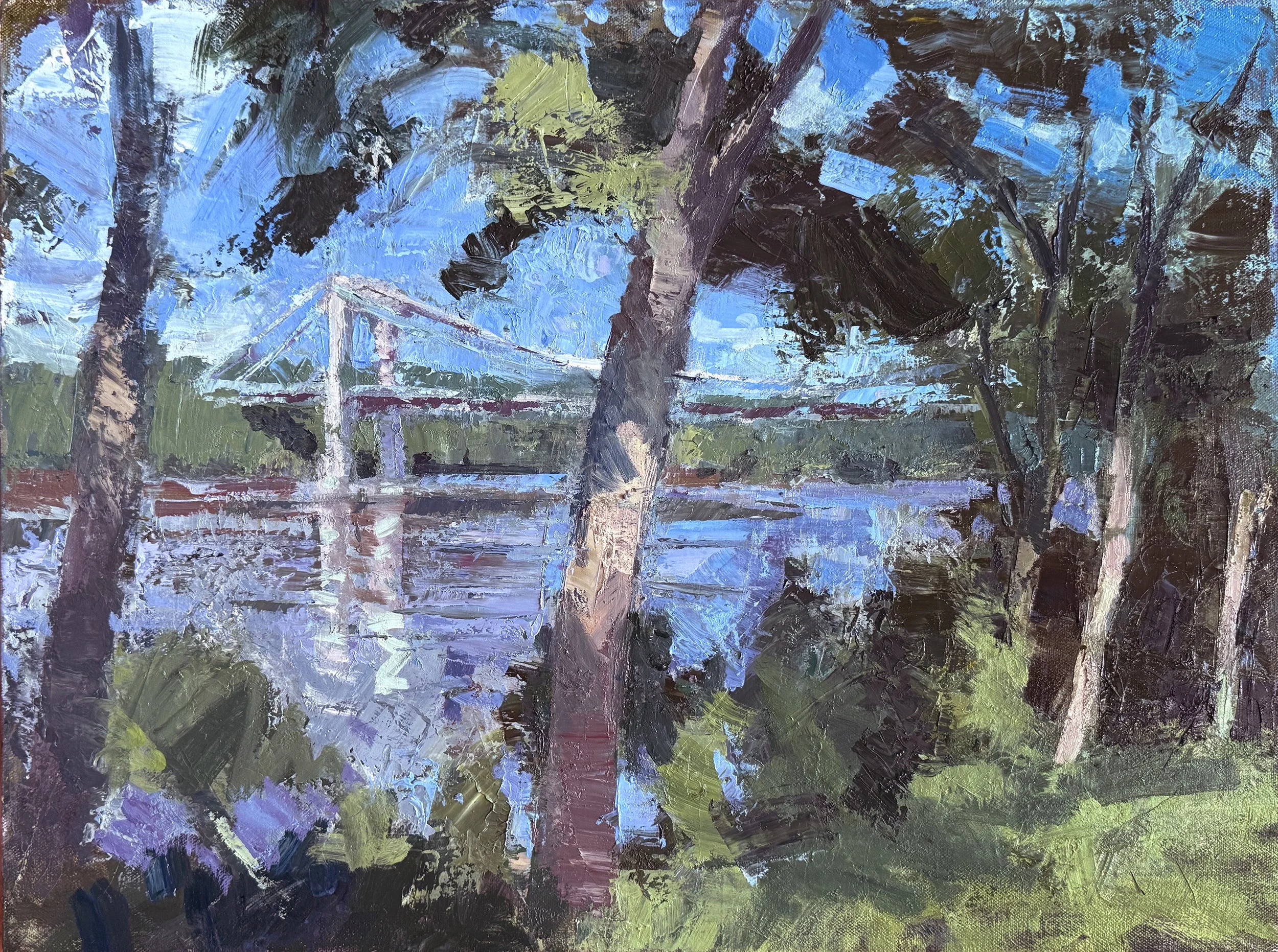 Rippled Reflections on Hudson River, 18" X 24", Oil on Canvas