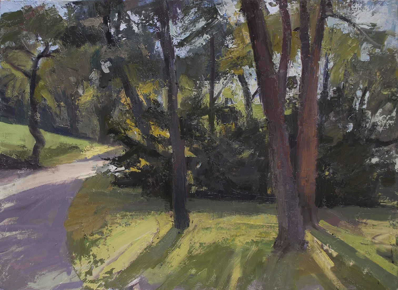 Fort Tryon, Late Afternoon, 22" x 30", Oil on Paper/Canvas