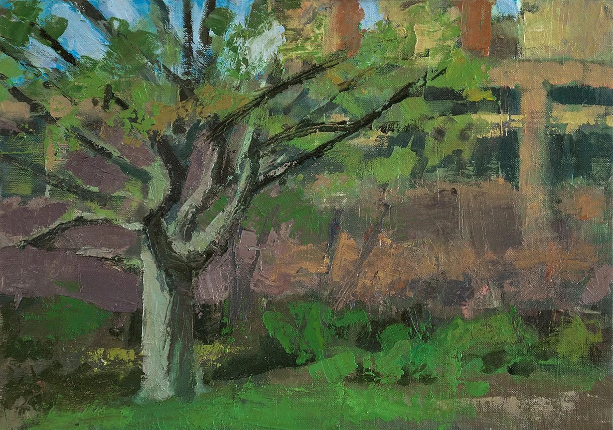 Bare Tree, Early Spring, 10" x 14", Oil on Linen Panel