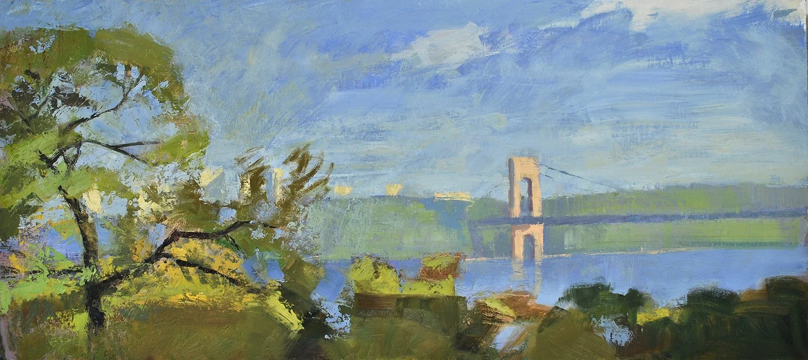  Hudson River, Spring Morning, 22" x 58", Oil on Linen