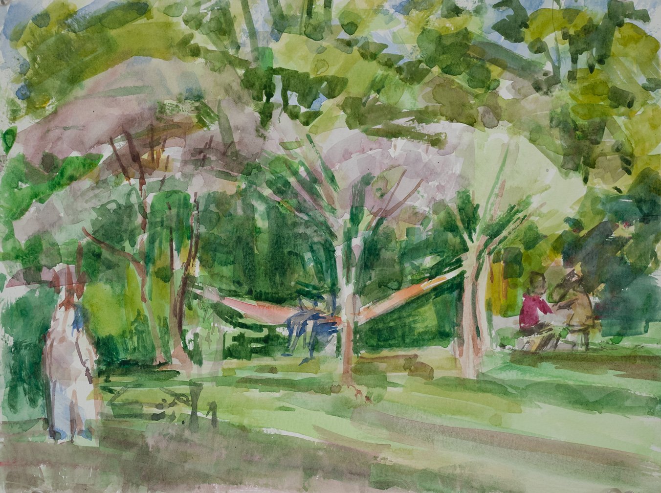 Hammock in The Park, 9" x 12"
