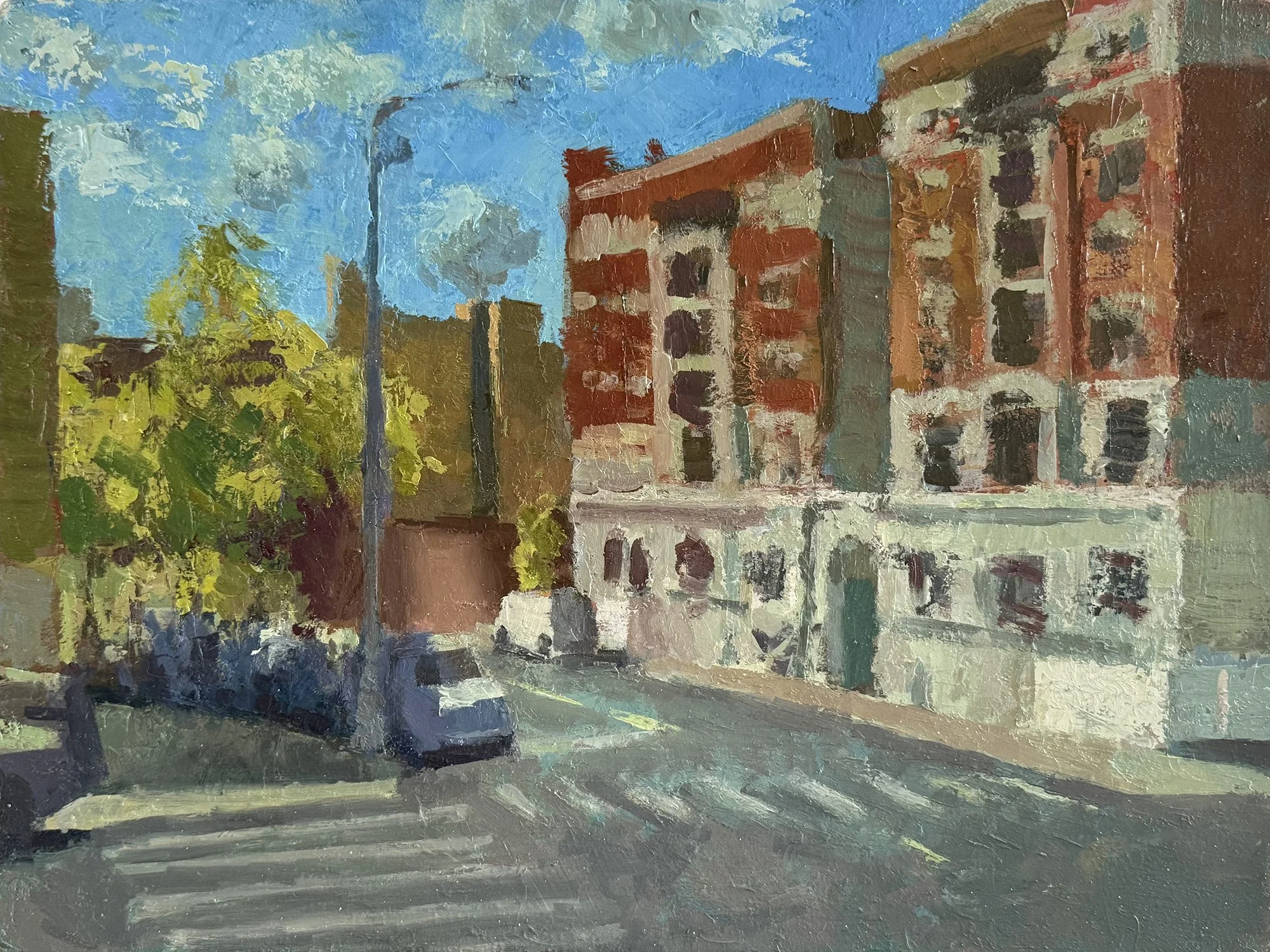 Fort Washington, Red Buildings, 15"X20", Oil/Paper/Canvas