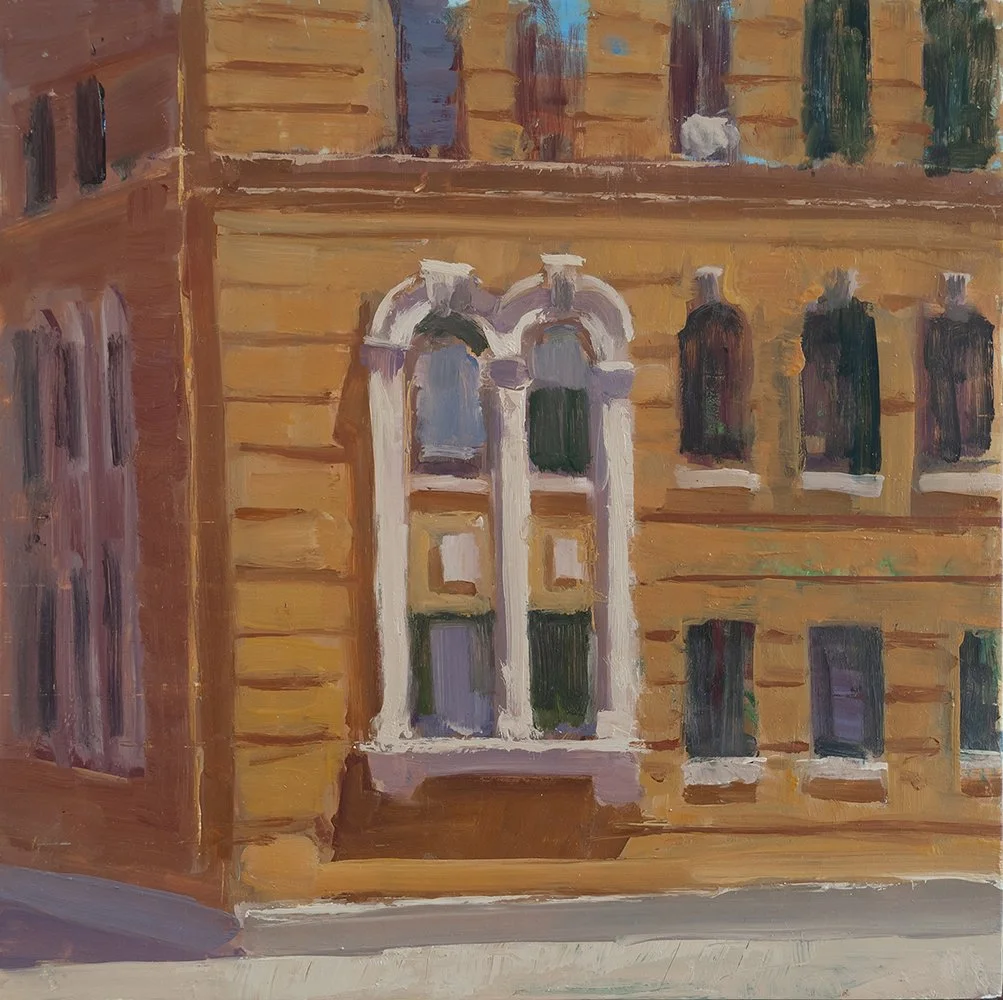  Fort Washington Corner, Arched Windows, 12" x 12", Oil on Panel
