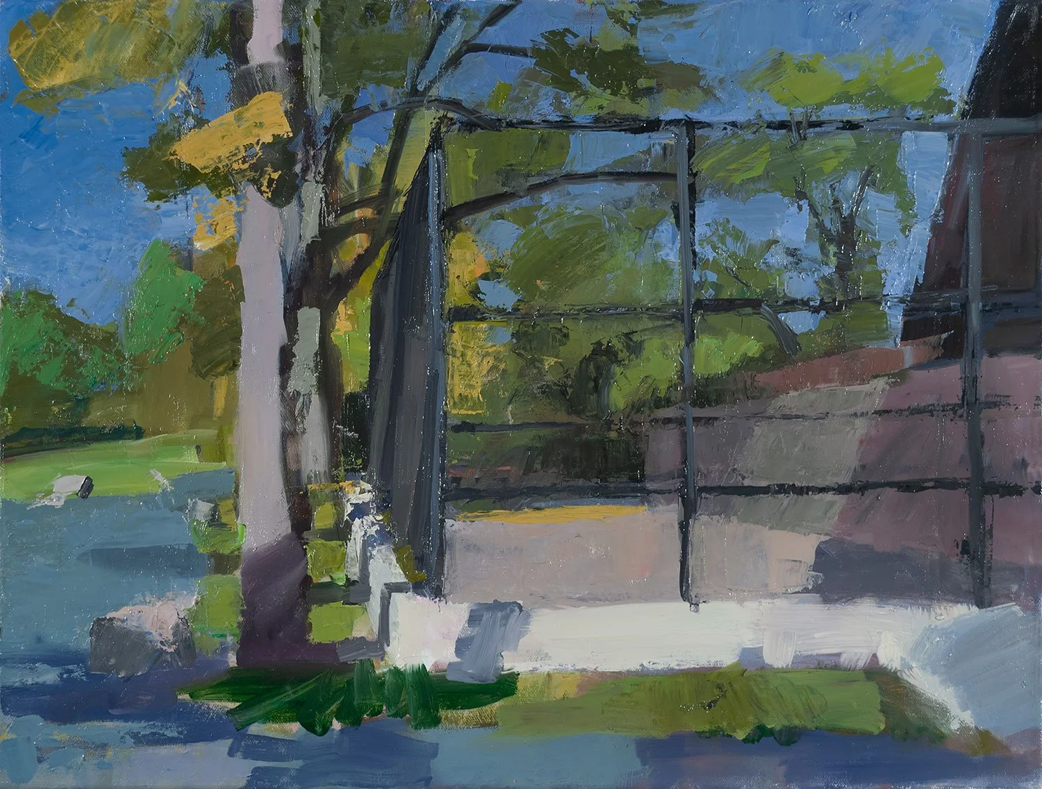 Handball Court, 18" x 24", Oil on Canvas