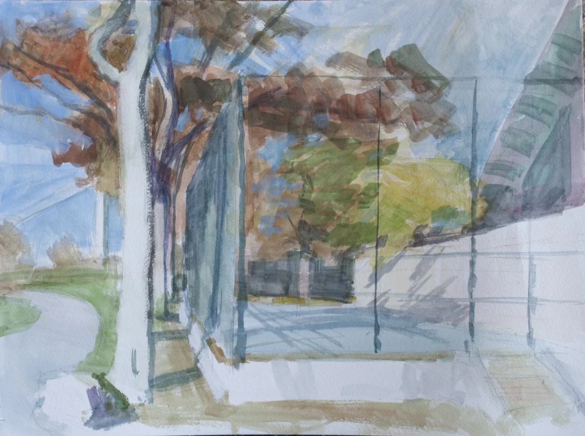 Handball Court and Fence, 12" x 16"