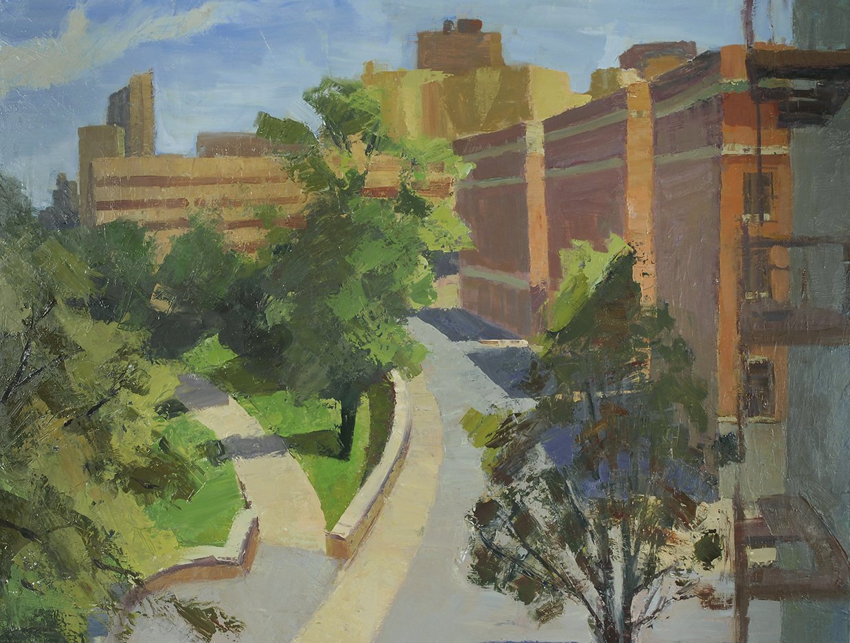 Curved Buildings, 28" x 36", Oil on Canvas