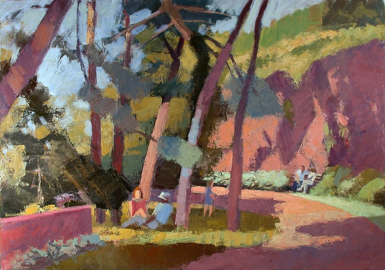 Pine Grove Picnic, Fort Tryon, 34" x 48", Oil on Linen