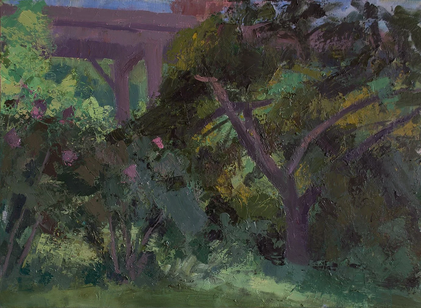 Hibiscus, Split-Tree and Highway, 22" x 30", Oil on Linen