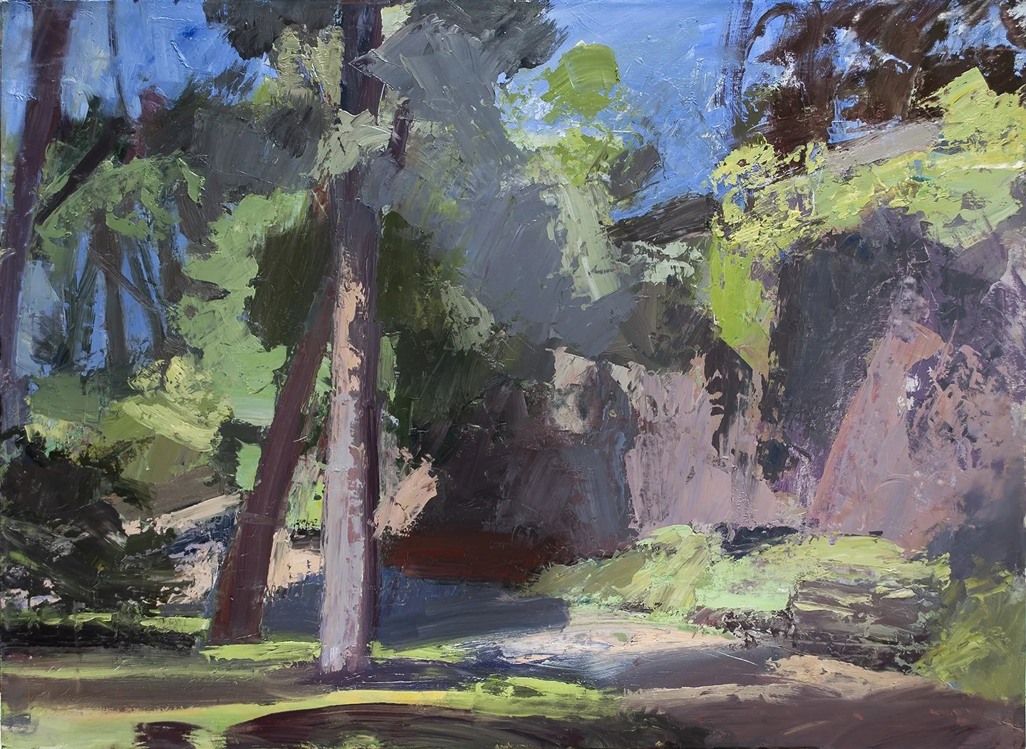 Pine Grove, Fort Tryon, 22" x 30", Oil on Paper/Canvas
