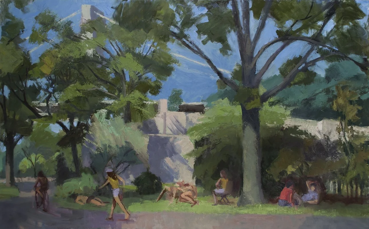 Bridge and Walkway, 30" x 48", Oil on Linen