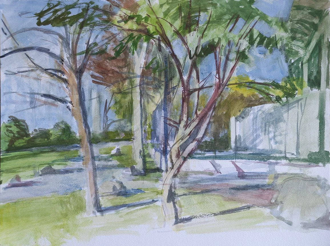 Path and Handball Court, 12" x 16"