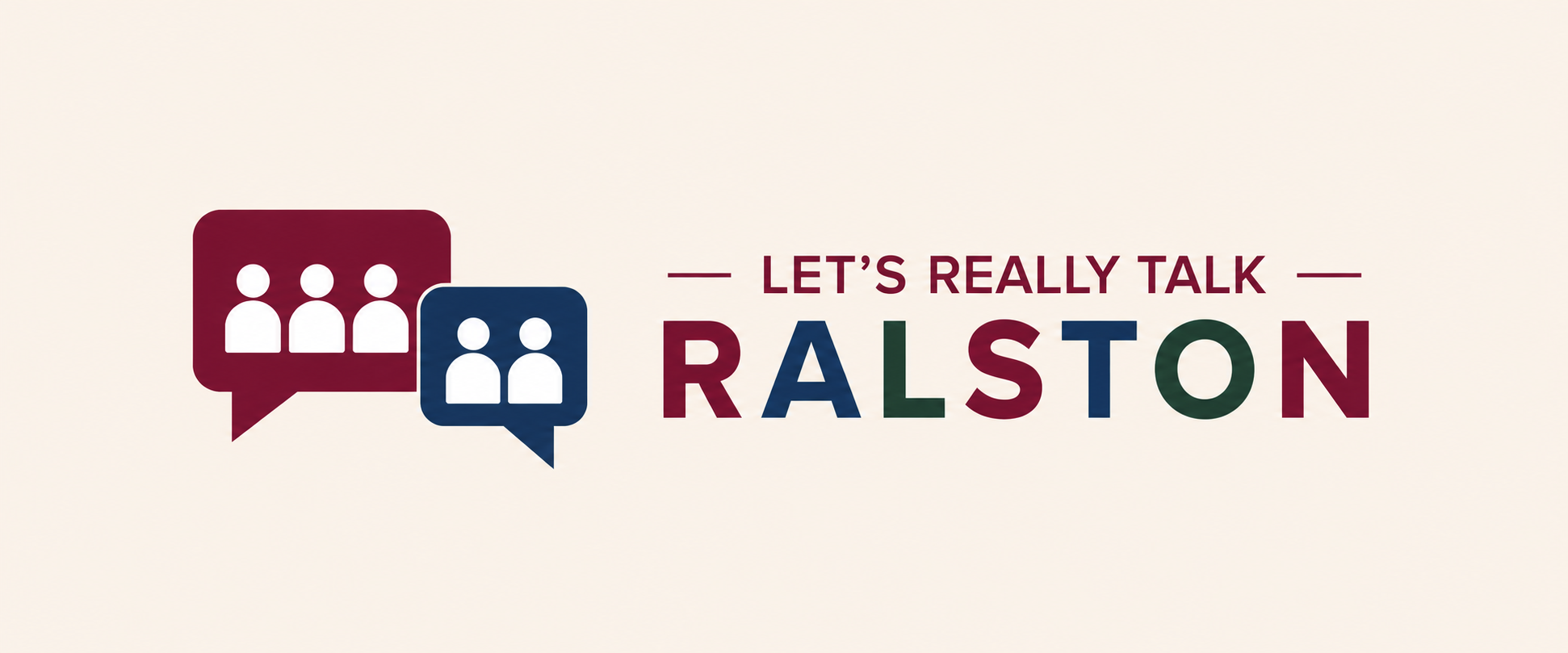 Graphic with speech bubbles containing three and two figures and text promoting a discussion event in Ralston, Utah.