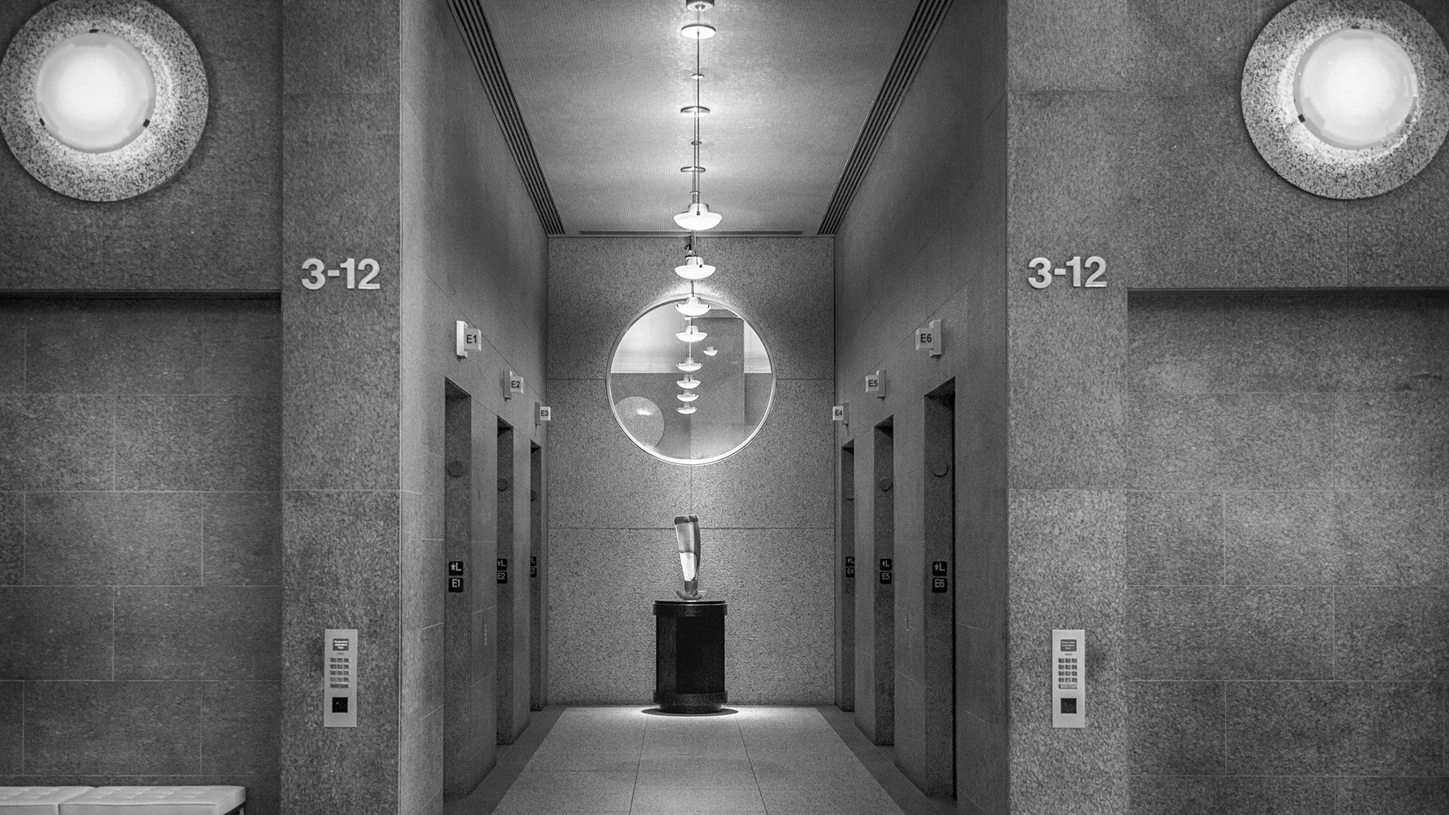 Wells Fargo Bank second-floor elevators, Denver — corporate architectural detail