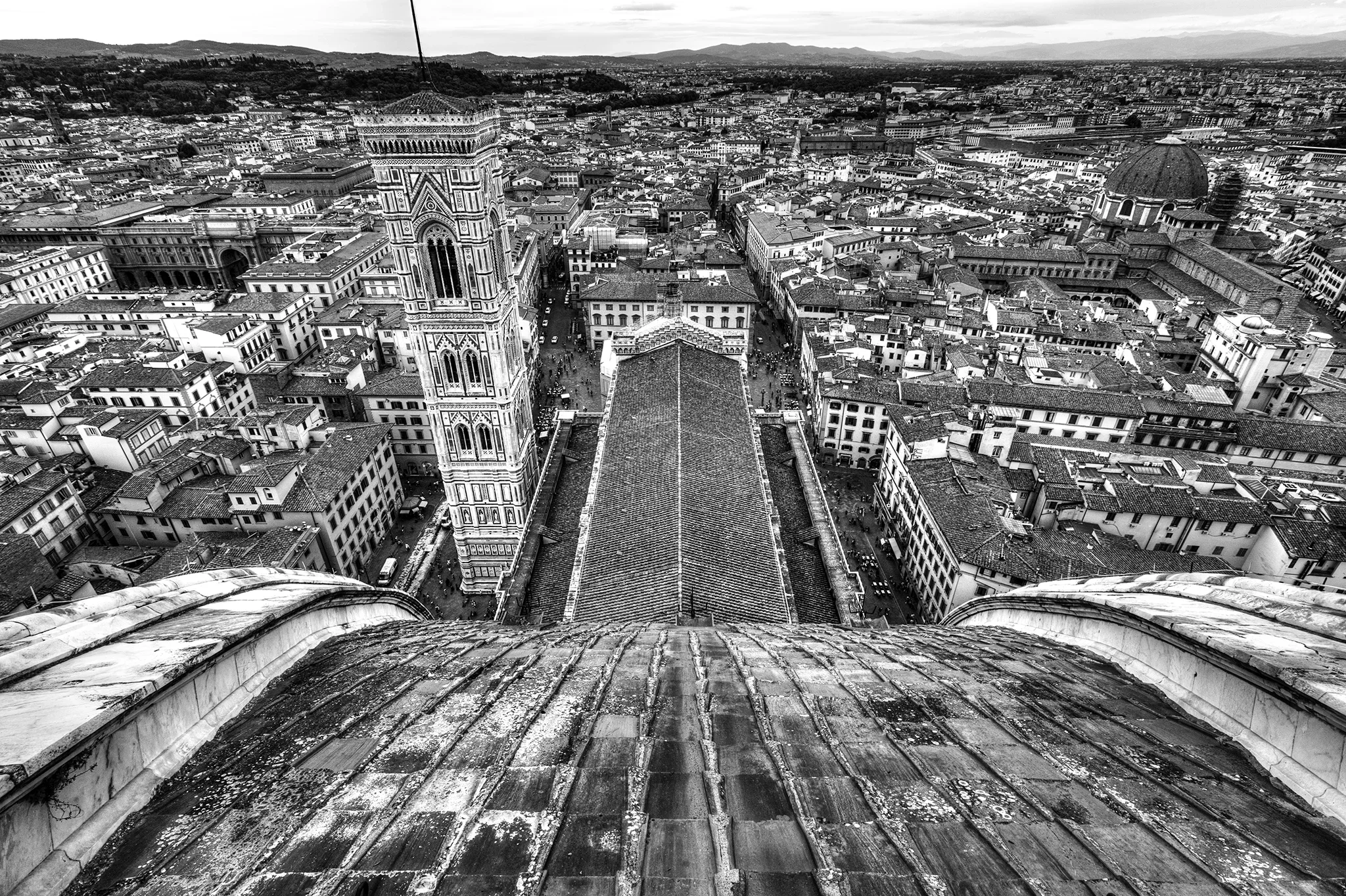 Florence Duomo — cityscape from above, historic rooftops and cathedral dome