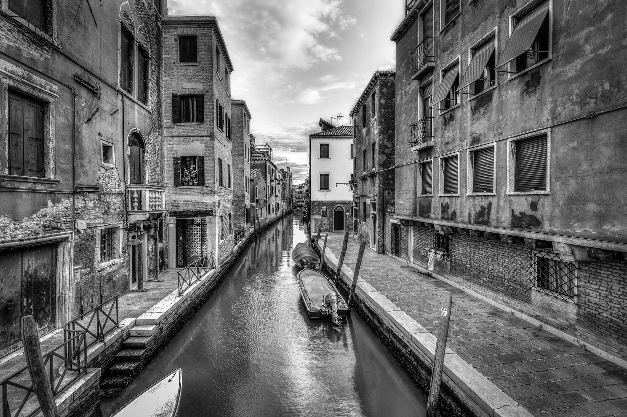 Narrow canal gondola POV, Venice — travel marketing
