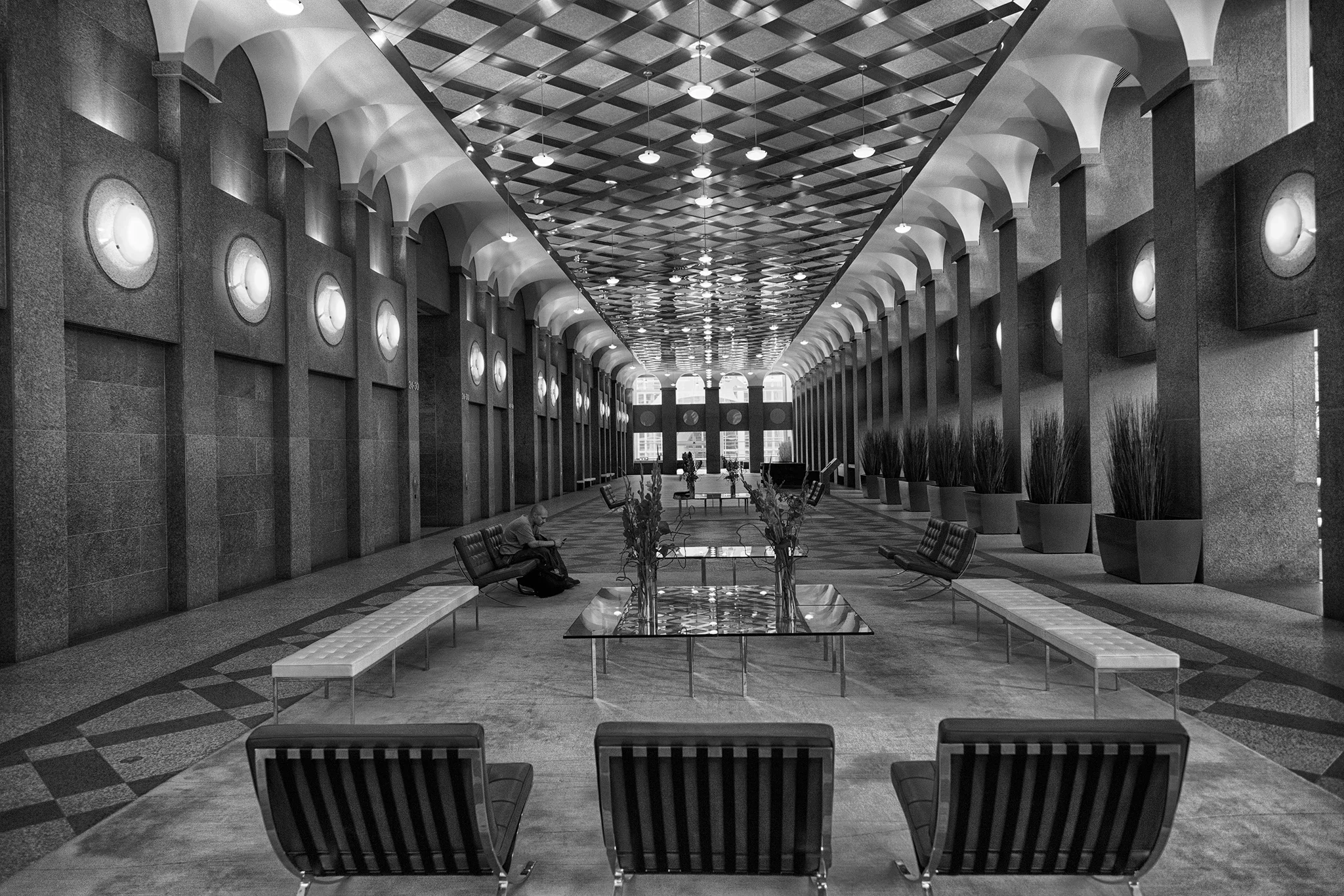 Wells Fargo Bank second-floor lobby, Denver — corporate architectural