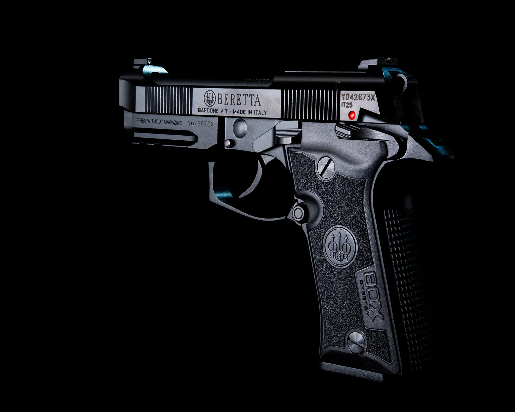 Beretta 80X — firearm product detail on black background