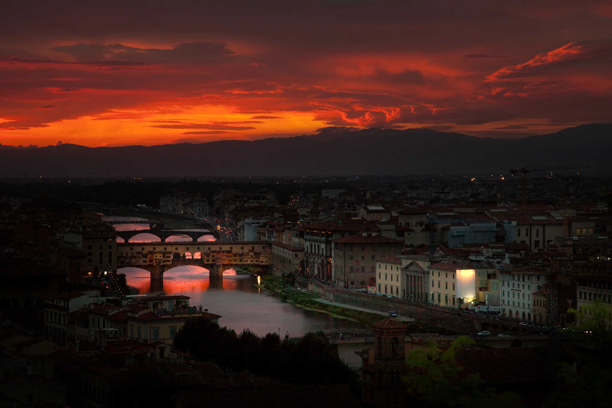 Deep Red Sunset over Florence — travel editorial