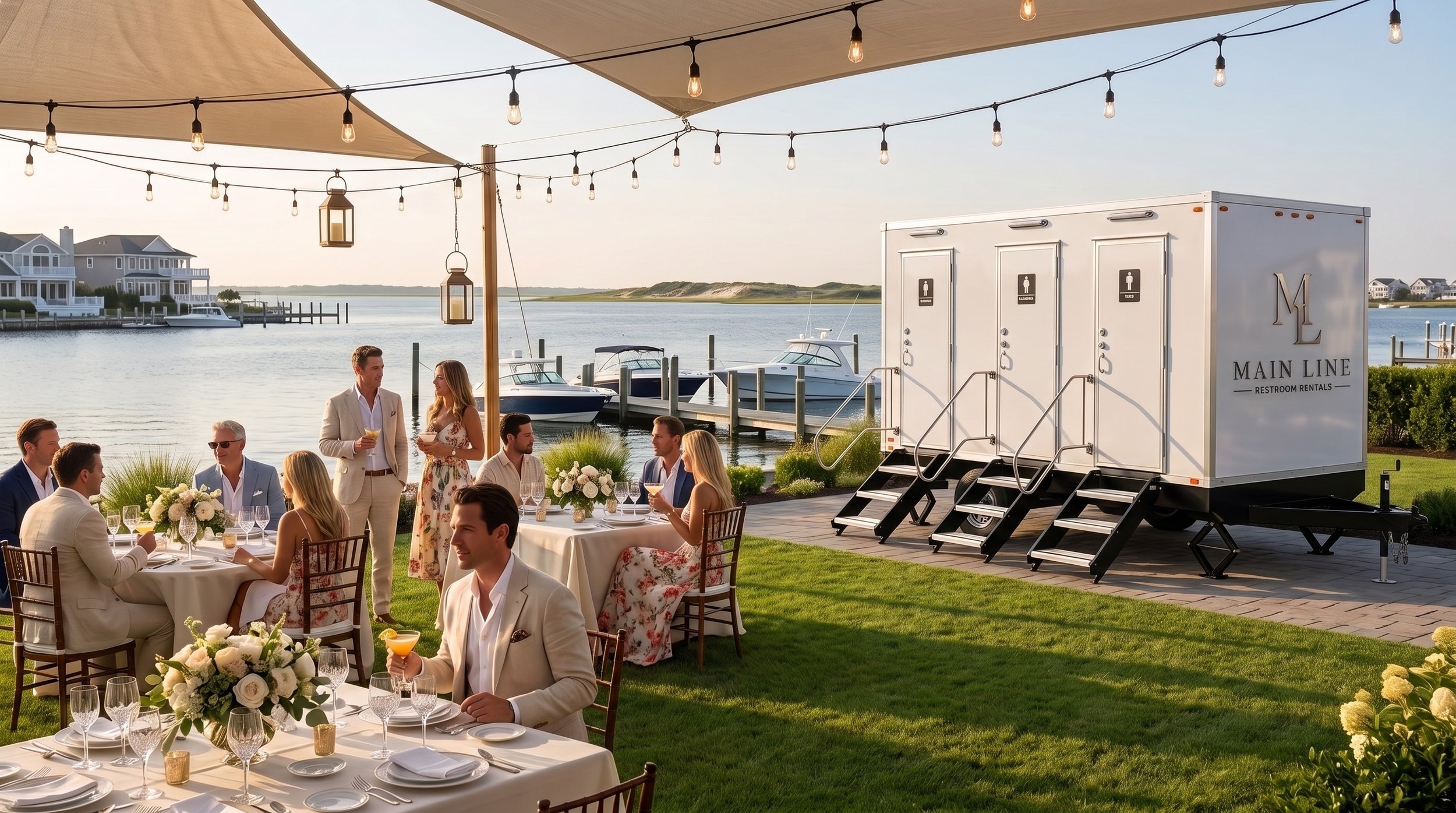 Upscale mobile restroom trailer for private special events and celebrations in North Carolina
