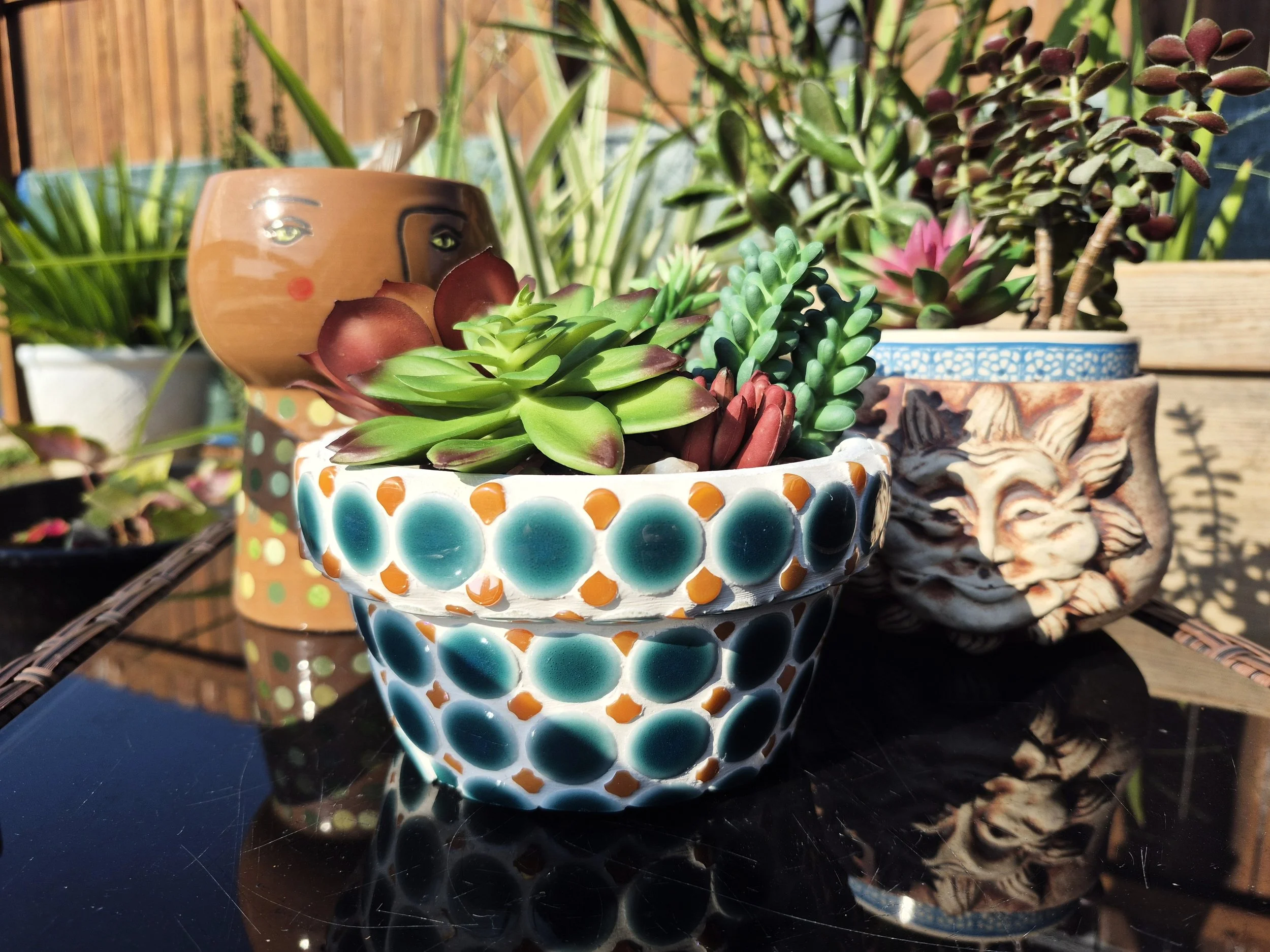 Teal Orbit Planter (Medium)