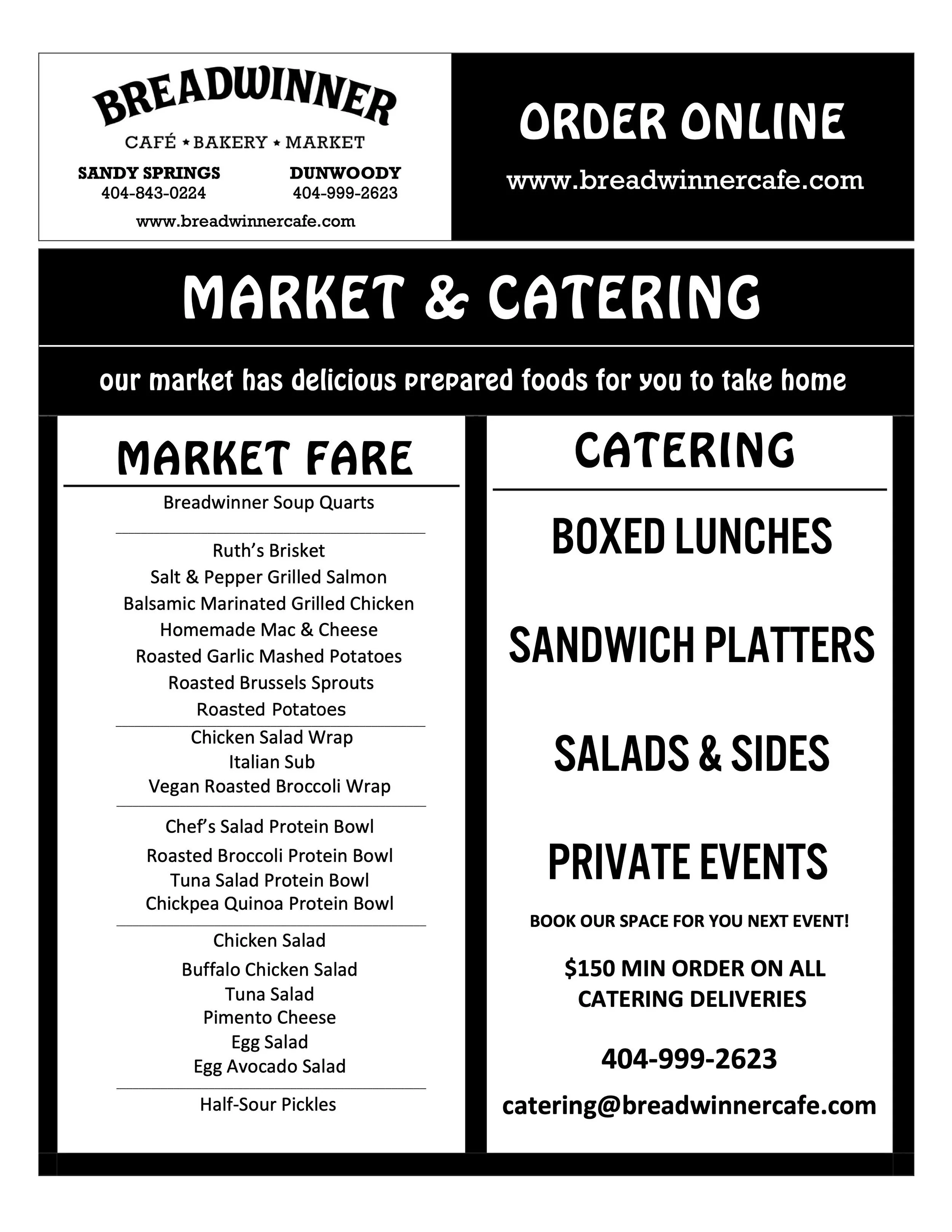 Breadwinner Menu