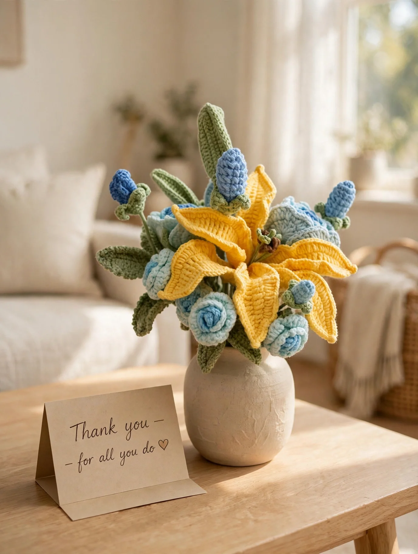 Handmade crochet lily bouquet