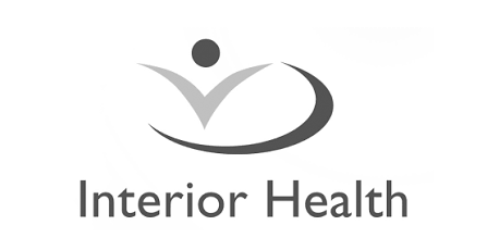 Logo for Interior Health featuring a stylized figure with arms raised inside a circular shape