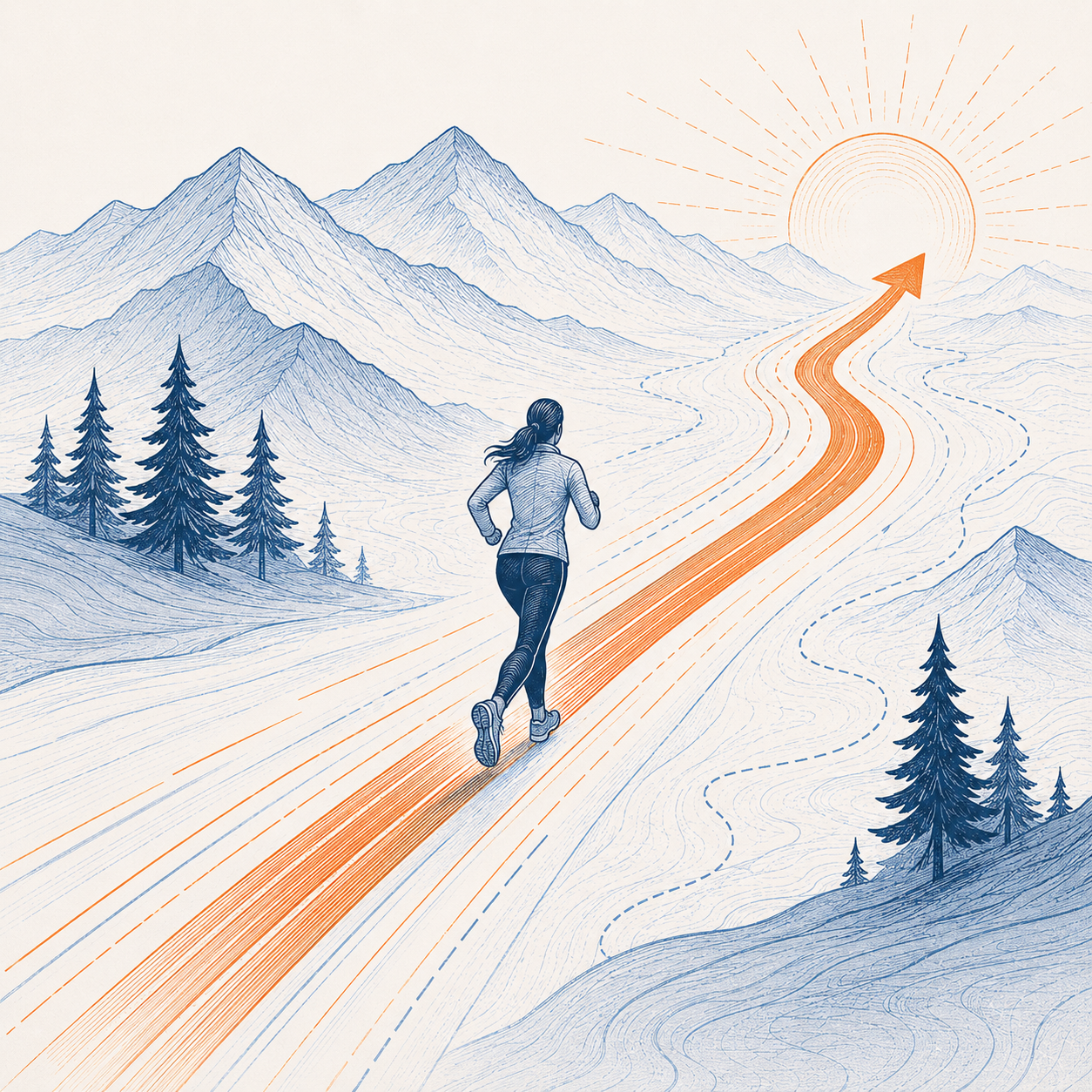 Illustration representing marketing execution, business growth, and long-term momentum.