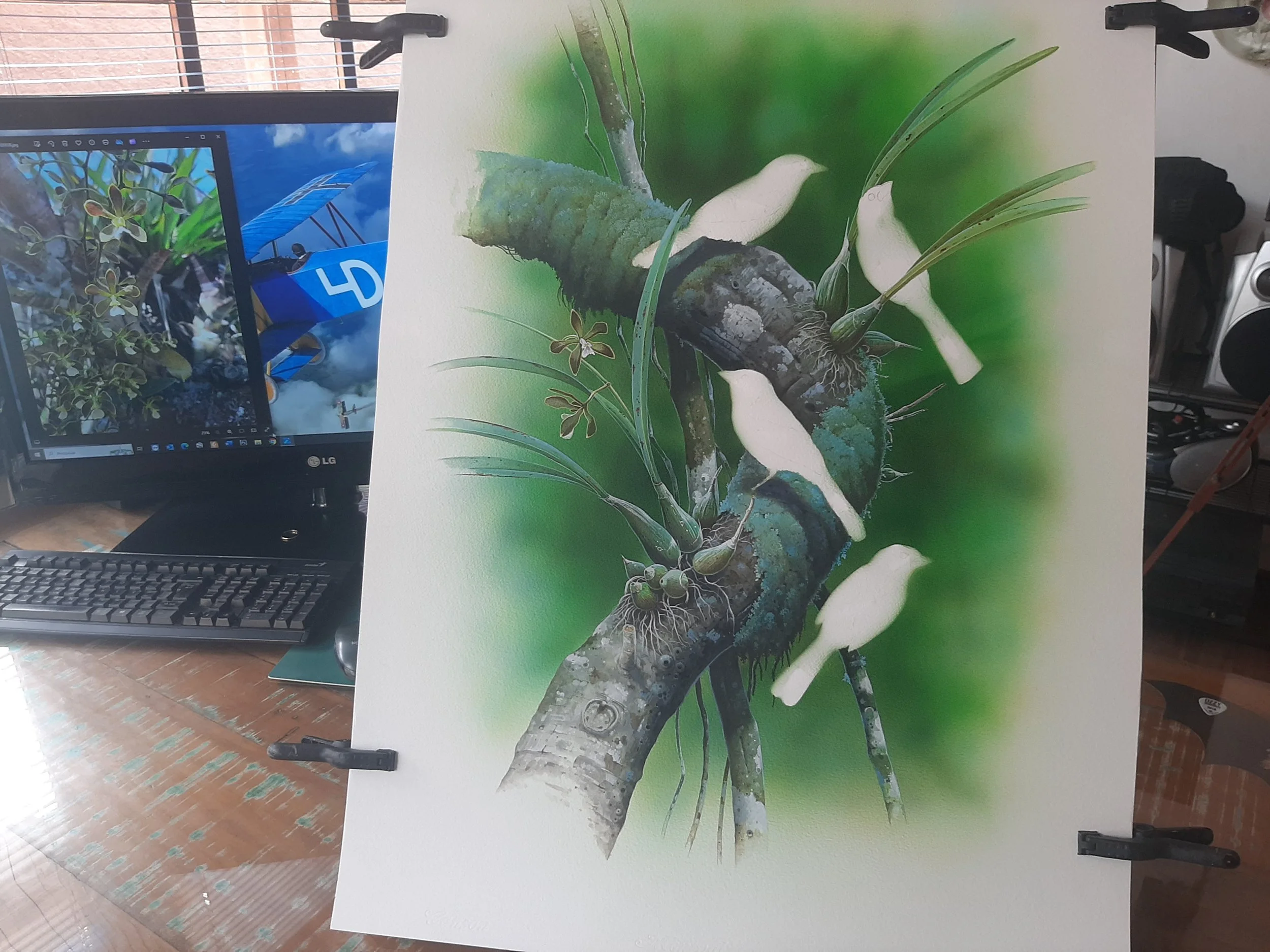 Brazilian Tanager (Ramphocelus bresillius) art by Eduardo Brettas