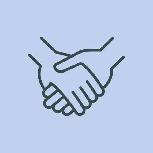 Simple line drawing of two hands shaking