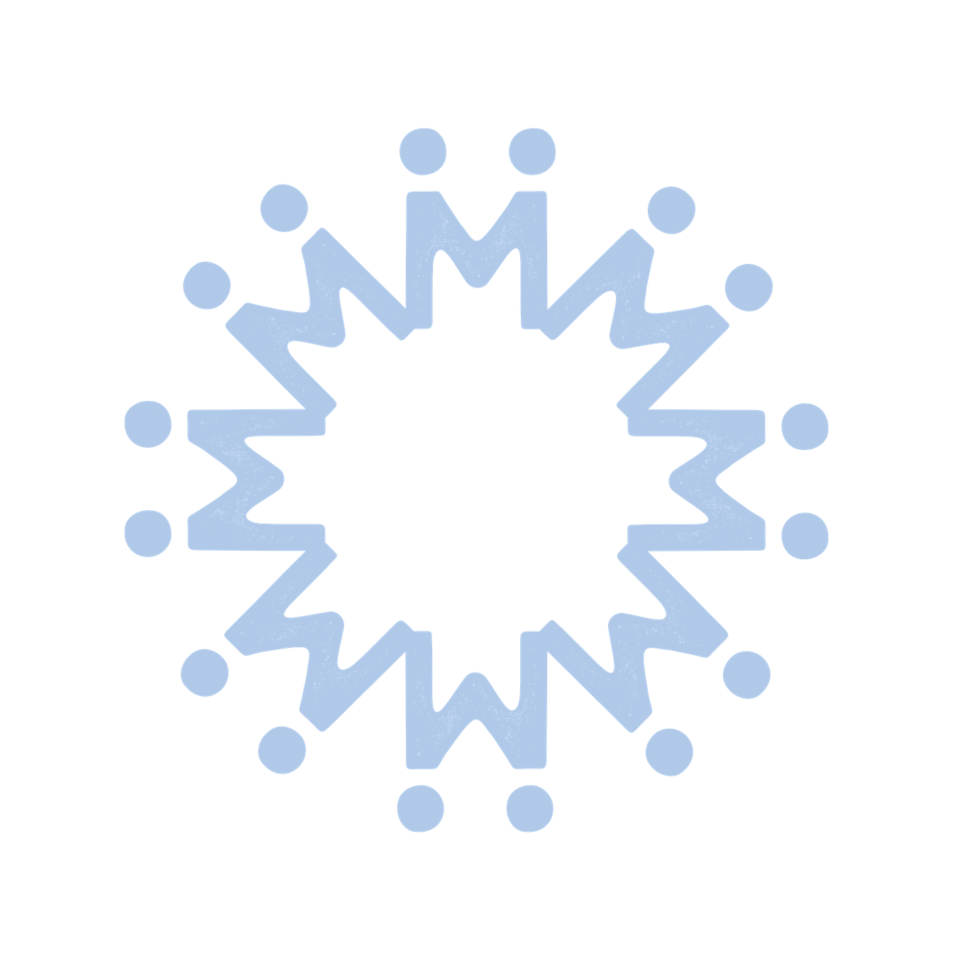 Light blue snowflake with a symmetrical geometric design on a black background.