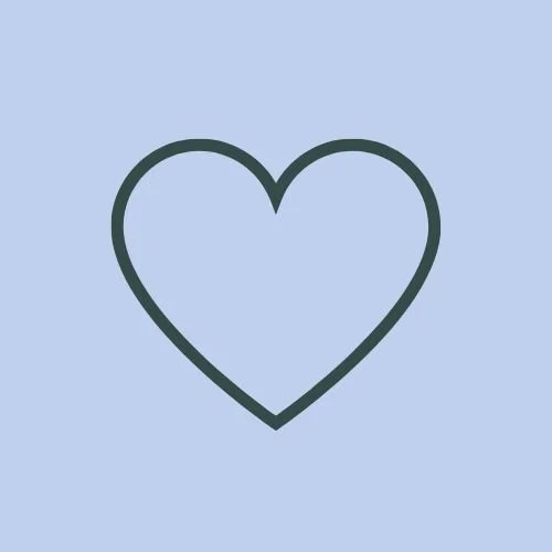 Outline of a heart on a light blue background.