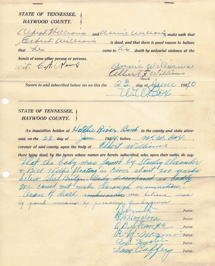 Coroner's Affidavit and Verdict