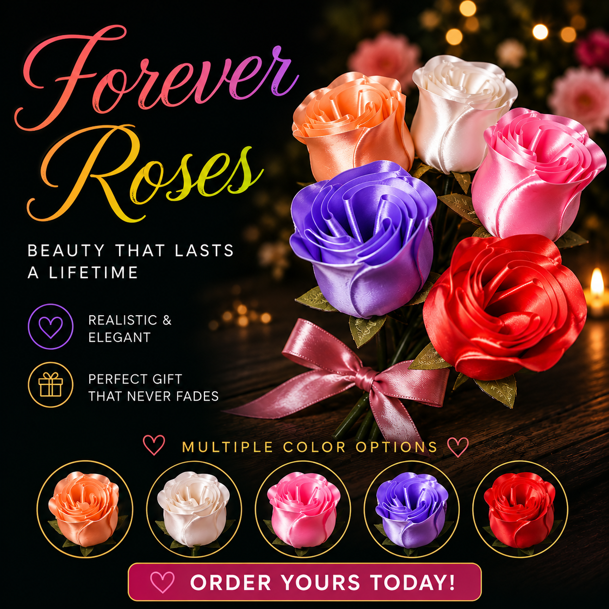3D Printed Roses or Mother's Day  - Color Options