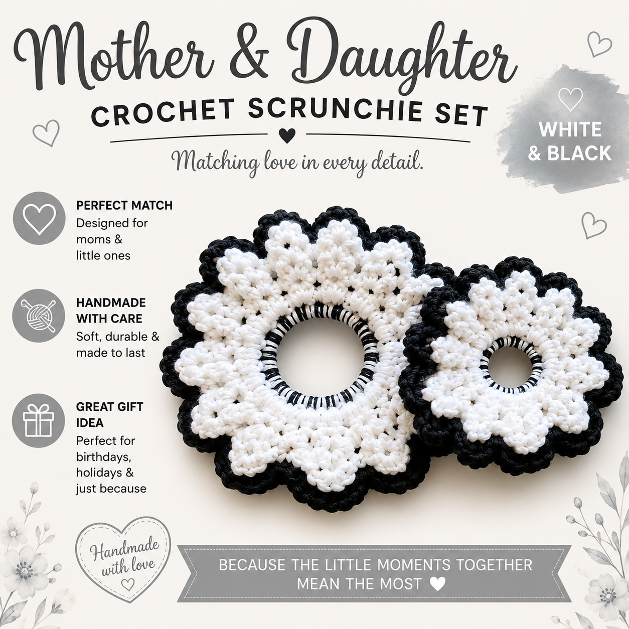 Crochet Scrunchies Mother Daughter BW.png