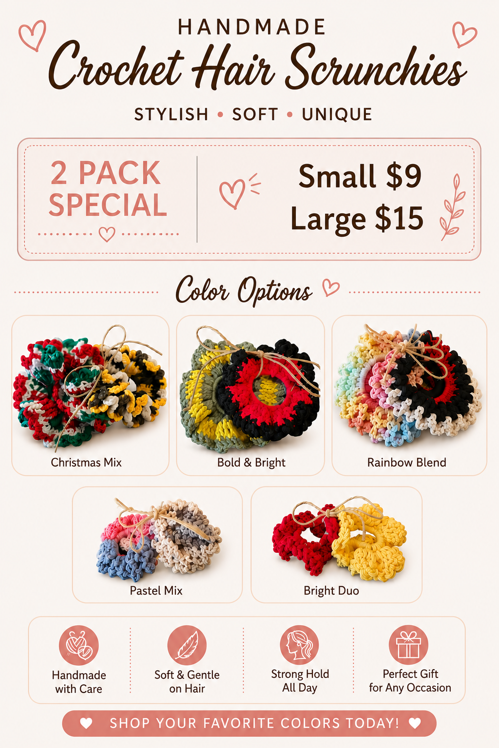 Crochet Hair Scrunchies Collection
