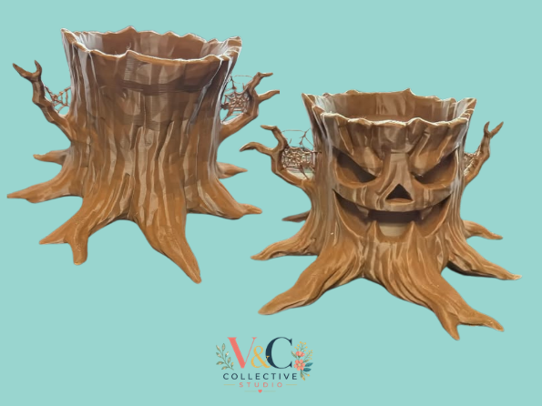 Scarry Tree Stump Candel Holder/Planter