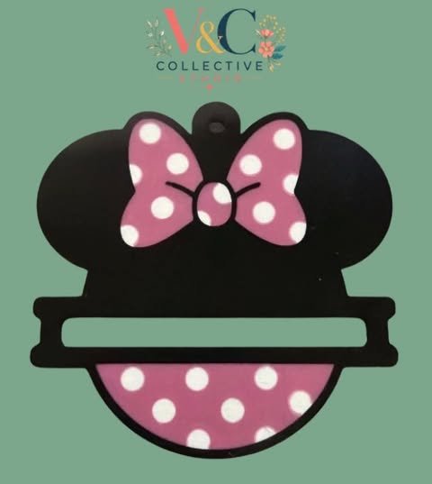 Pink Bow Mouse-Inspired Hair Tie Holder Keychain