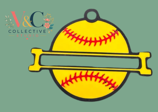 Softball Hair Tie Holder Keychian